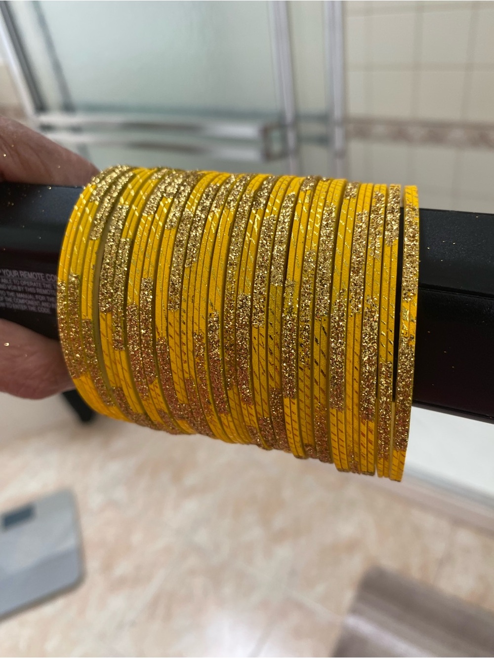 Gold-Accent Yellow Women's Bangle Bracelet Set x 24